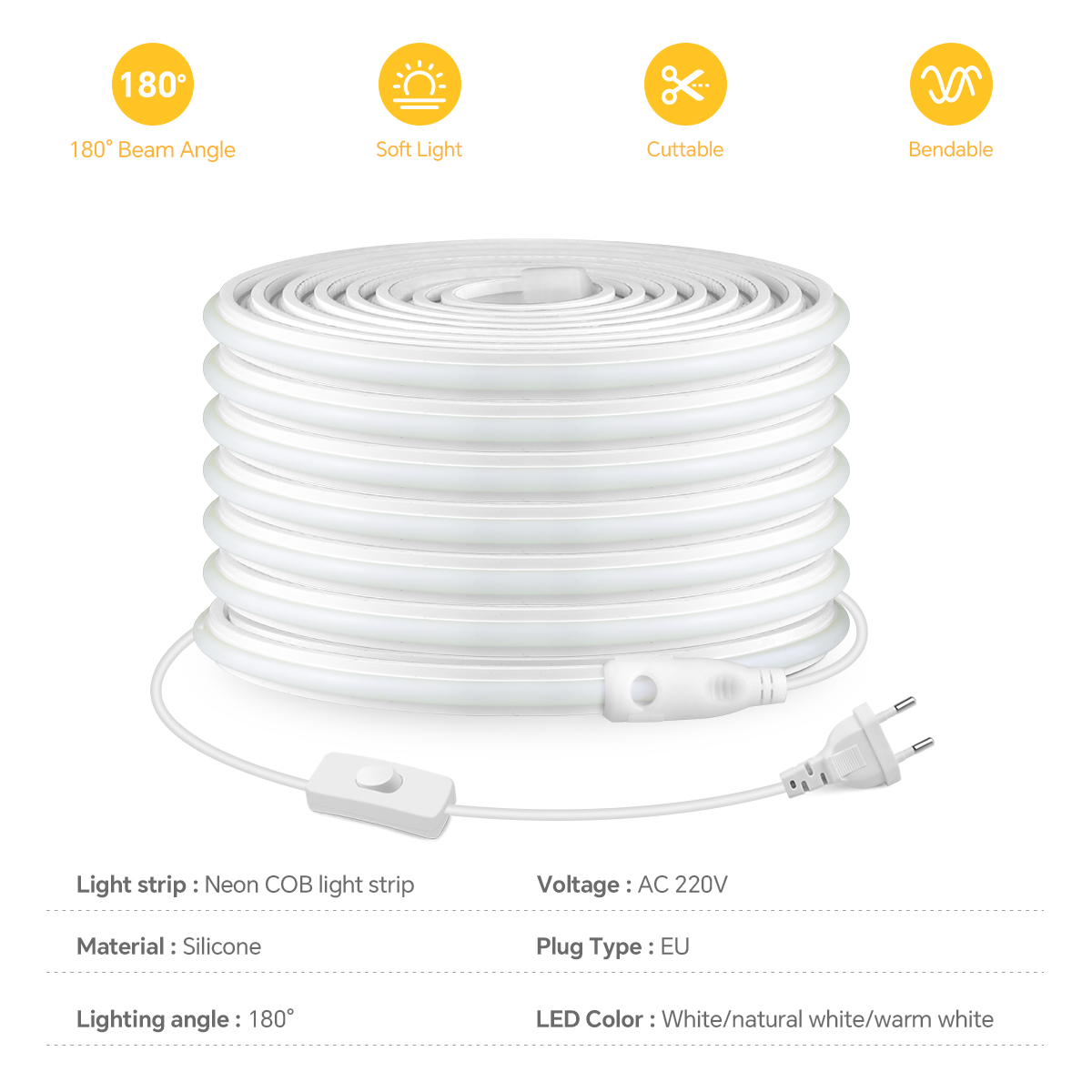 최신 220V LED 스트립 네온 라이트 COB 자체  - Outdoor Power Strip Weatherproof 리뷰 및 가격